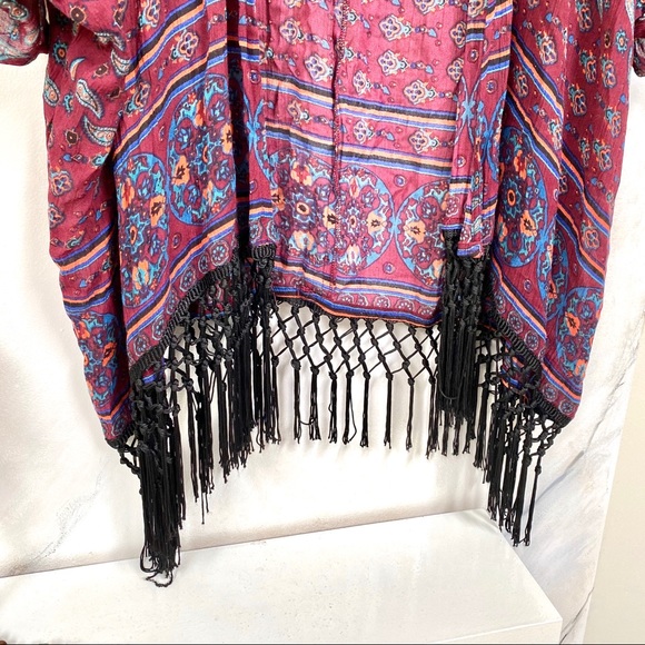 ♥️FALL BOHO fringed breezy cape-prune SPICE - Picture 6 of 8